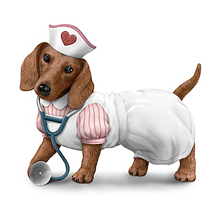 Nurses Are Su-paw Heroes Hand-Painted Dachshund Figurine