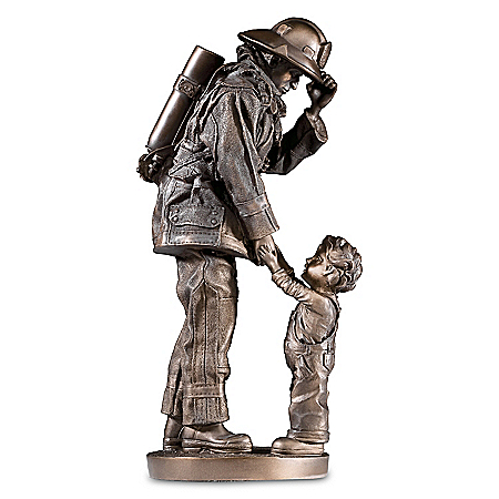 A Gentle And Honorable Courage Cold-Cast Bronze Firefighter Sculpture