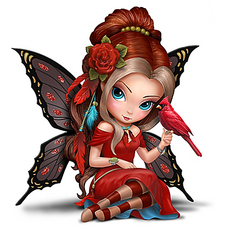 Jasmine Becket-Griffith Captivating Cardinal Hand-Painted Songbird Fairy Figurine