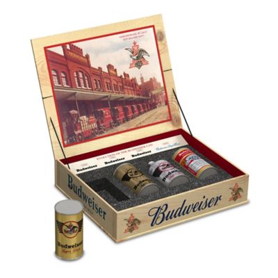 Budweiser The King Of Beers Figurine Set With Wood-Crate-Like Custom Display Box