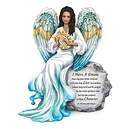 Messenger Of Dreams MLK-Inspired Hand-Painted Angel Figurine With Swarovski Crystals