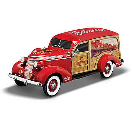King Of Cool Hand-Painted Budweiser 1937 Studebaker Woody Wagon Sculpture