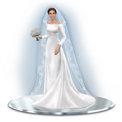 Her Royal Highness Meghan Markle Handcrafted Wedding Gown Figurine With Swarovski Crystals