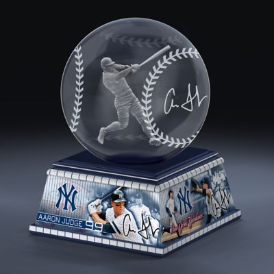 New York Yankees Aaron Judge MLB Laser-Etched Glass Baseball Sculpture