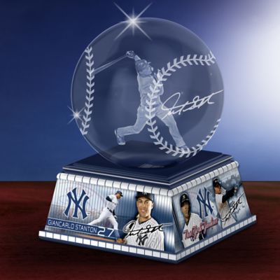 New York Yankees Giancarlo Stanton Laser-Etched Glass MLB Baseball Sculpture