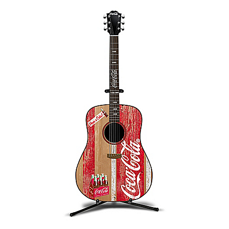 COCA-COLA A Refreshing Tune Hand-Painted Guitar Sculpture