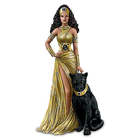 Keith Mallett Strength Of Onyx Panther Queen Figurine Embellished With Swarovski Crystals