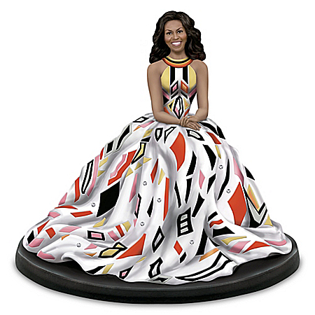 Keith Mallett Portrait Of First Lady Michelle Obama Hand-Painted Figurine With Swarovski Crystals