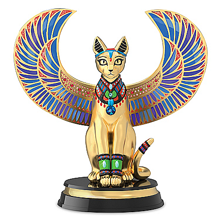 Blake Jensen Sparkling Egyptian Feline Of The Nile Hand-Painted Sculpture With Swarovski Crystals