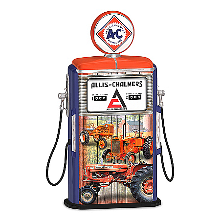 Allis-Chalmers Illuminated Vintage-Inspired Gas Pump Sculpture