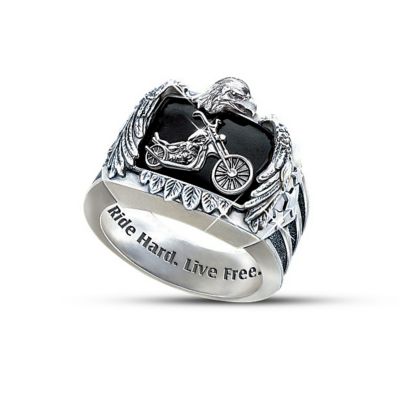 Ride Hard, Live Free Men's Biker Ring