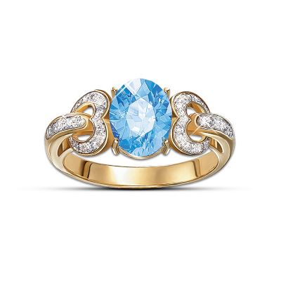 Heart To Heart Blue Topaz And Diamond Ring