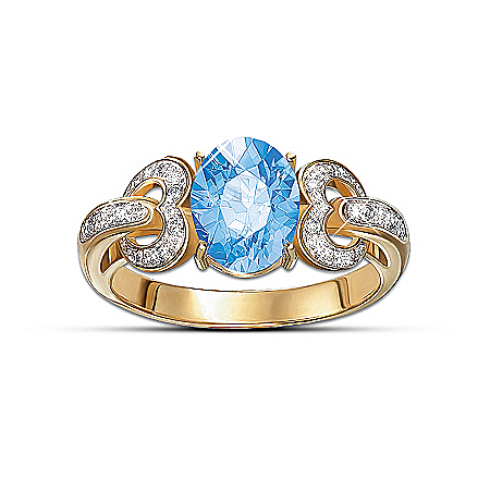 Heart To Heart Blue Topaz And Diamond Ring