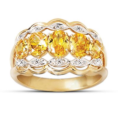 Dazzling Fire Yellow Sapphire And Diamond Ring