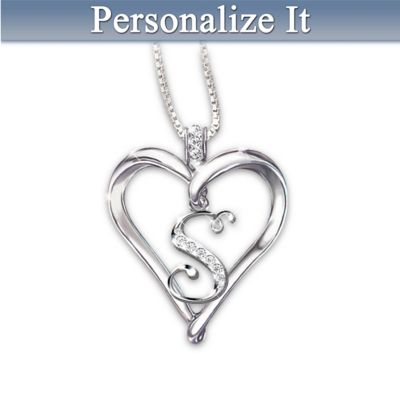 Love Letter Heart Shaped Diamond Initial Pendant