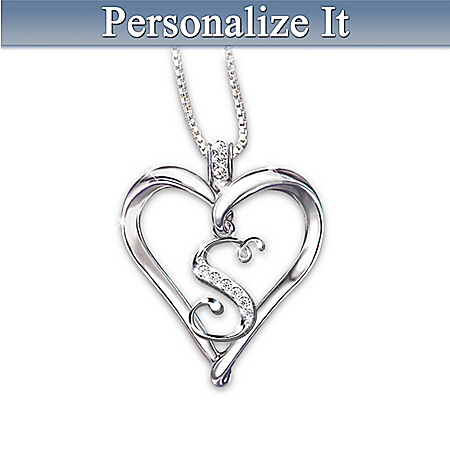 Love Letter Heart Shaped Diamond Initial Pendant