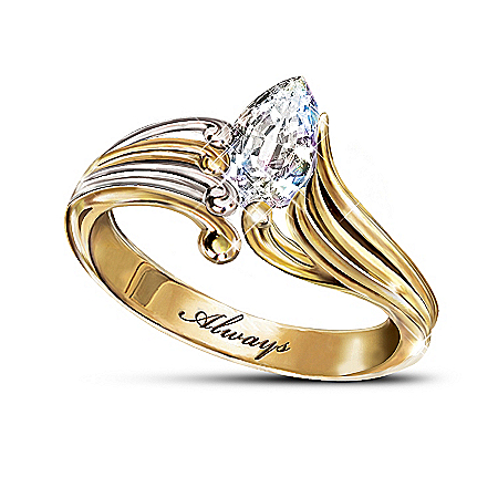 Always Crystal Teardrop Ring: Inspirational Bereavement Jewelry Gift