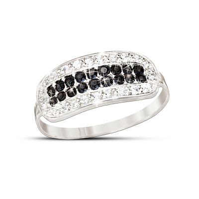 5th Avenue Black & White Diamond Ring With Rare Black Diamonds: Jewelry Gift For Her