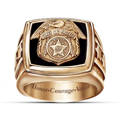 Mens Silver Gold Police Officer Deparment Ring 