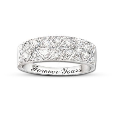 10K White Gold Diamond Radiance Ring: Unique Jewelry Gift For Her