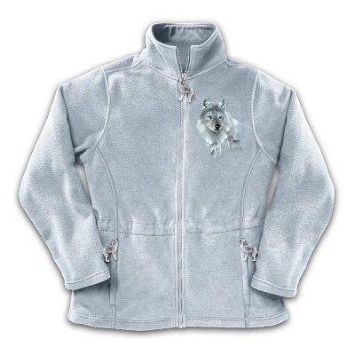 Women's Fleece Jacket With Wolf Art: Spirit Of The Wilderness