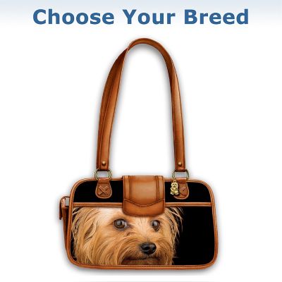 Faithful Friend Leather-Trimmed Handbag: Dog Lover Handbag