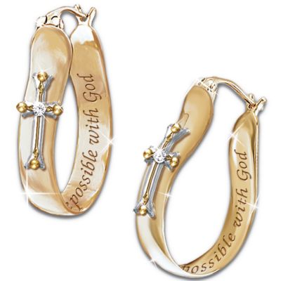 Thomas Kinkade Religious Diamond Earrings: Believe