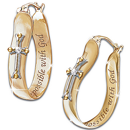 Thomas Kinkade Religious Diamond Earrings: Believe