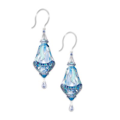 The Era Of Louis Comfort Tiffany Style Stained Glass Earrings: Jewelry Gift For Her