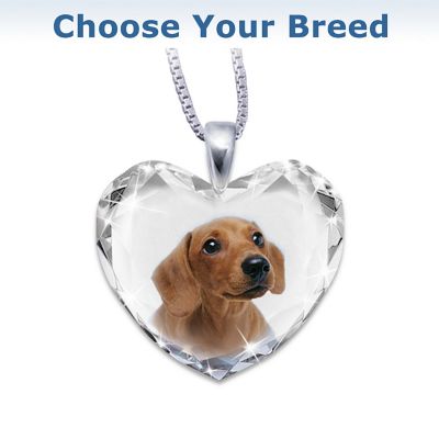 Heart-Shaped Crystal Dog Pendant Necklace: Close To My Heart