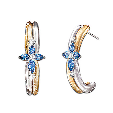 Sapphire And Diamond Cross Earrings : The Trinity