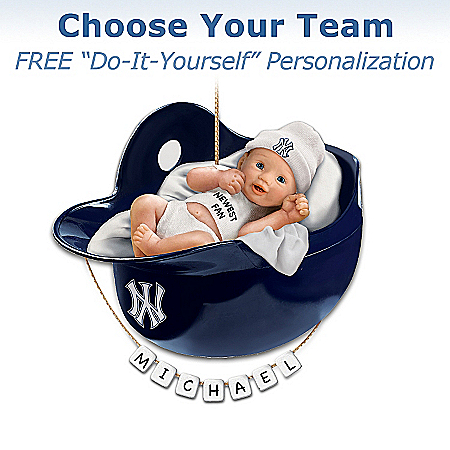 Officially Licensed Major League Baseball Personalized Baby's First Christmas Ornament