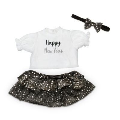Ringing In The New Year Baby Doll Cotton Top & Tulle Bloomers With Matching Headband Accessory Set
