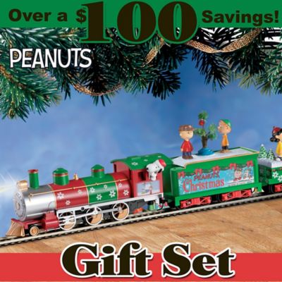 snoopy christmas train set