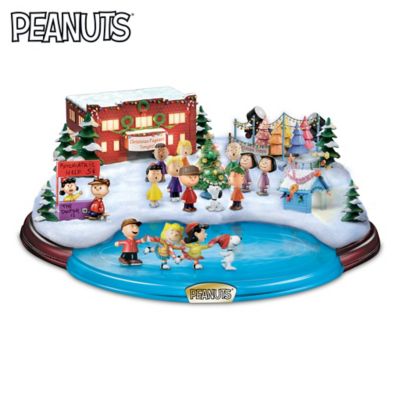 peanuts gang ice skating pond figurine set