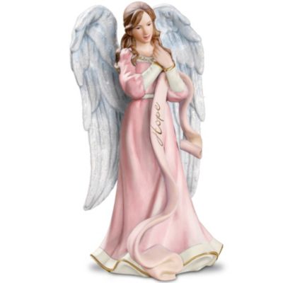 Figurine: The Messenger Of Hope Breast Cancer Awareness Heirloom Porcelain Angel Figurine