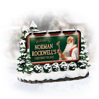 Norman Rockwell Welcome Lighted Sign Village Accessory