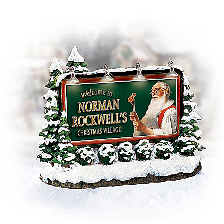 Norman Rockwell Welcome Lighted Sign Village Accessory
