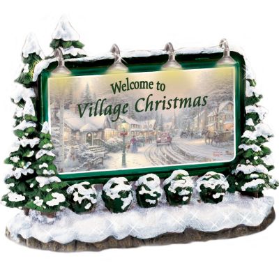 Thomas Kinkade Welcome To Village Christmas Lighted Sign Village Accessory