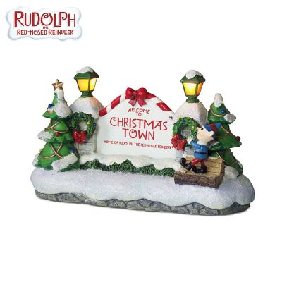 Rudolph's Village Lighted Sign Village Accessory