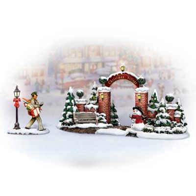 Norman Rockwell's Christmas Village Gate Village Accessory Set