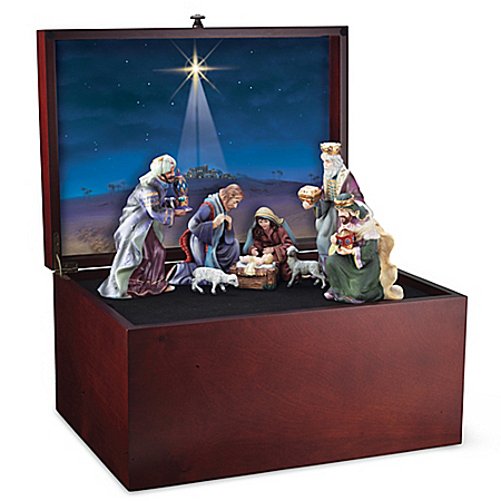 Glory To The Newborn King Nativity Wooden Keepsake Box