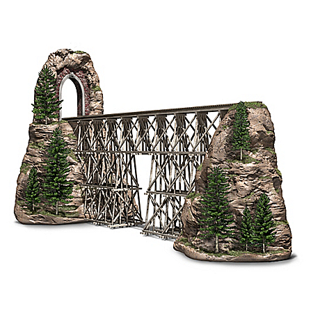 Timber Trestle Bridge Hand-Painted Masterpiece Sculpture HO Scale Electric Train Accessory