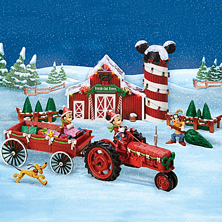 Disney Mickey Mouse Christmas Sculpture Set: Bringing Home The Tree With Mickey Mouse