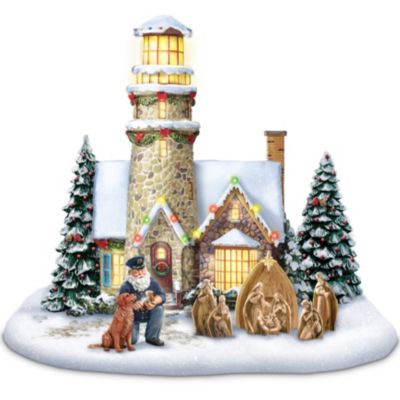 Sculpture: Thomas Kinkade Light Of Christmas Lighthouse Sculpture