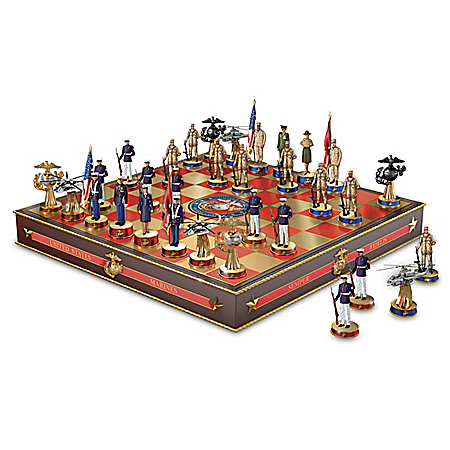 USMC Semper Fi Chess Set With Fully Sculpted Marine-Inspired Game Pieces
