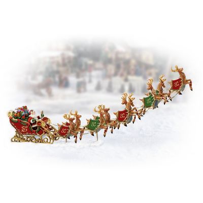 Santa And Sleigh Figurine Village Accessory: Dash Away, Dash Away All