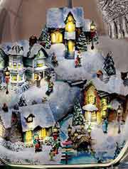 Each miniature sculpted building lights up from within!