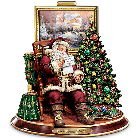 Thomas Kinkade The Joy Of Christmas Collectible Santa Claus Animated Musical Figurine