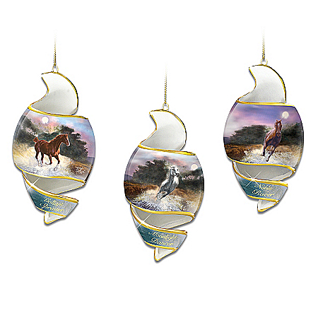 Free As The Wind Horse Art Heirloom Porcelain Ornament Set: Set One